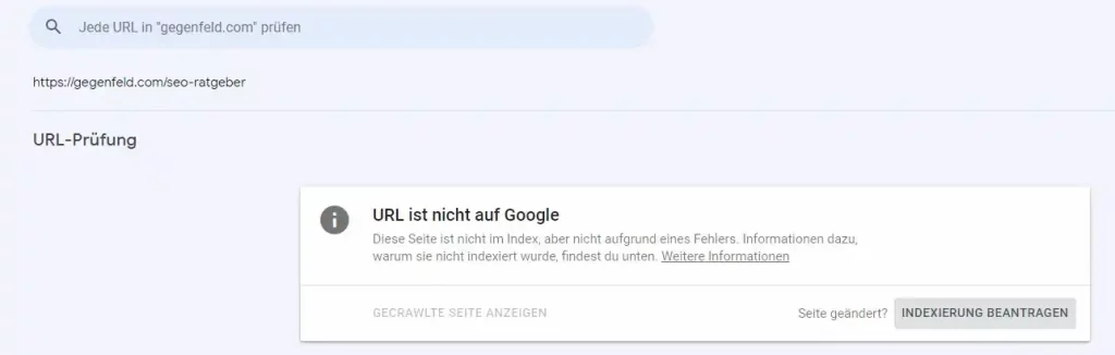 Google Search Console - Indexierung beantragen via URL-Prüfung